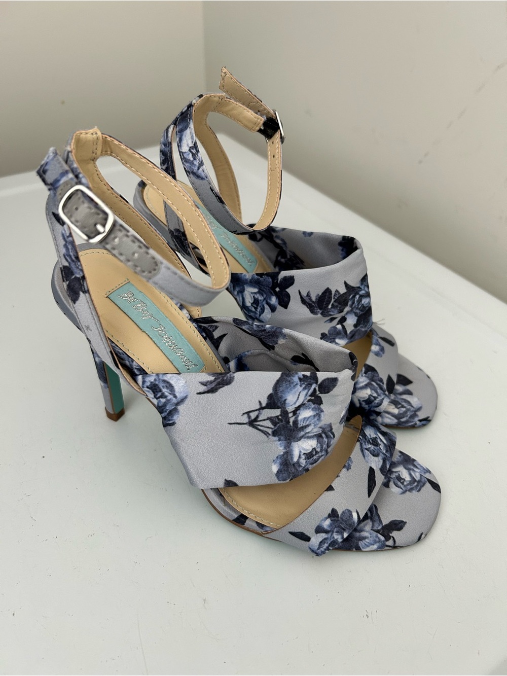 Betsey Johnson Blue Floral Heeled Sandals Size 6M